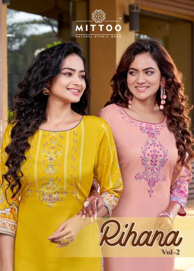 Rihana Vol 2 By Mittoo Fancy Handwork Long Kurti Collection